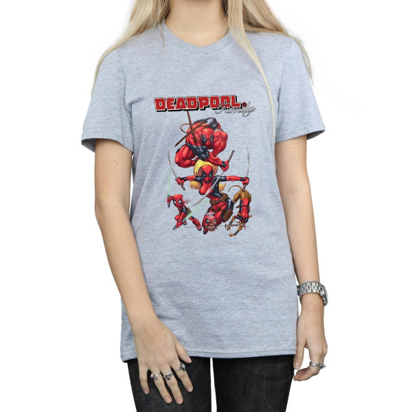 Marvel Dam/Damer Deadpool Family Bomull Boyfriend T-shirt M Sports Grey M