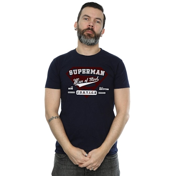 Superman Man Of Steel Bomull T-shirt M Marinblå Navy Blue M