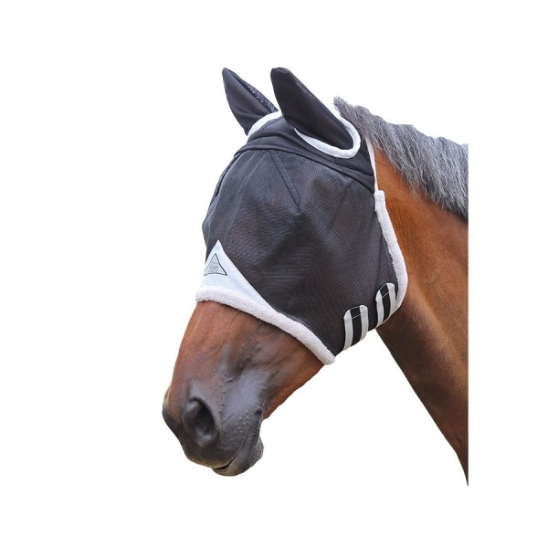 Shires Field Slitstark hästflugmask med öron ponnysvart Black Pony