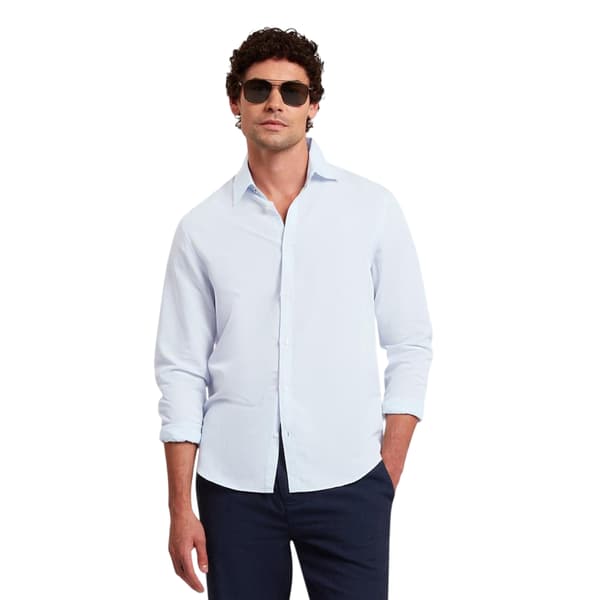 Ted Baker Herr Linneblandning Normal Långärmad Skjorta M Ljusblå Light Blue M