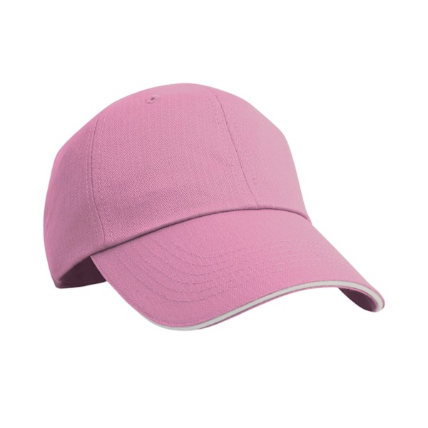 Result Headwear Herringbone Sandwich Peak Baseball Cap One Size Pink/White One Size