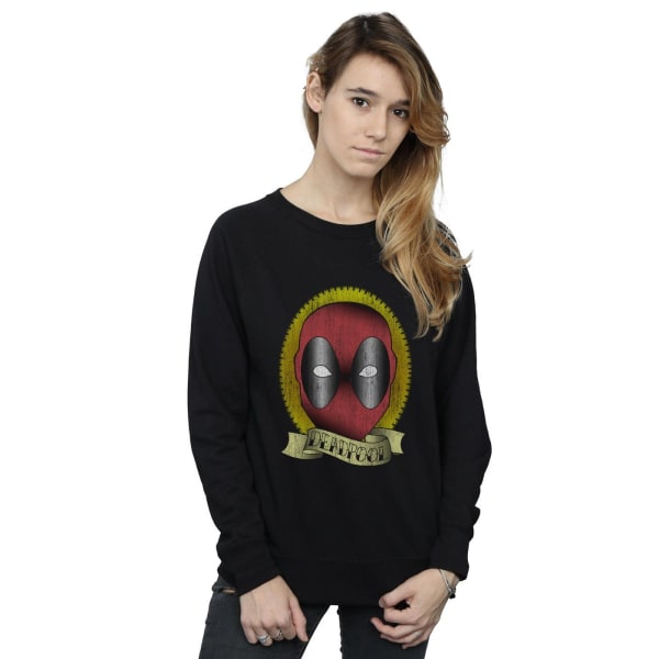 Marvel Dam/Ladies Deadpool Tattoo Print Sweatshirt M Svart Black M