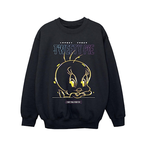 Looney Tunes Girls Tweety Glitch Sweatshirt 12-13 år Svart Black 12-13 Years