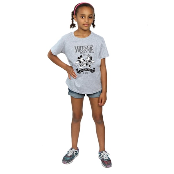 Disney Girls Mickey och Minnie Mouse Great Pair Bomull T-shirt Sports Grey 7-8 Years