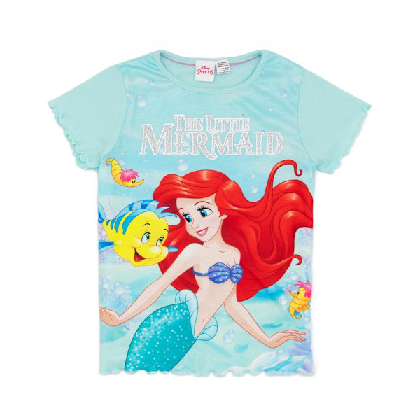 Den lilla sjöjungfrun flickor tryckt kort pyjamas set 3-4 år blå Blue 3-4 Years