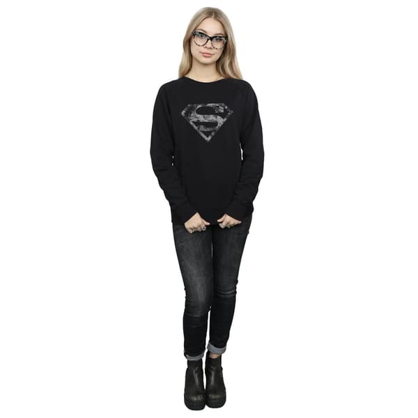 DC Comics Dam/Kvinnor Superman Marble Logo Sweatshirt M Svart Black M