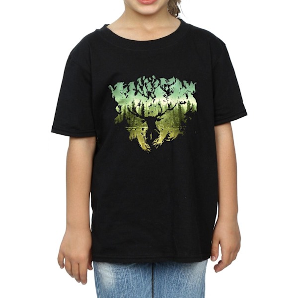 Harry Potter T-shirt i bomull med magisk skog för flickor, 7-8 år, svart Black 7-8 Years