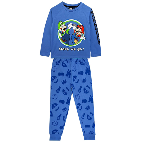 Super Mario Pojkar Luigi Pyjamas Set 5-6 År Blå/Grön/Vit Blue/Green/White 5-6 Years