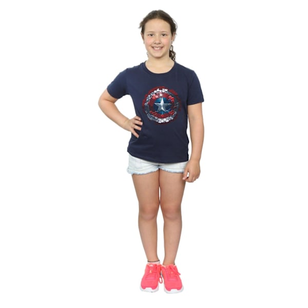 Marvel Girls Captain America Civil War Hex Shield Bomull T-Shirt Navy Blue 9-11 Years