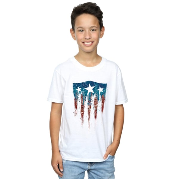 Marvel Boys Captain America Flag Shield T-Shirt 9-11 år Vit White 9-11 Years