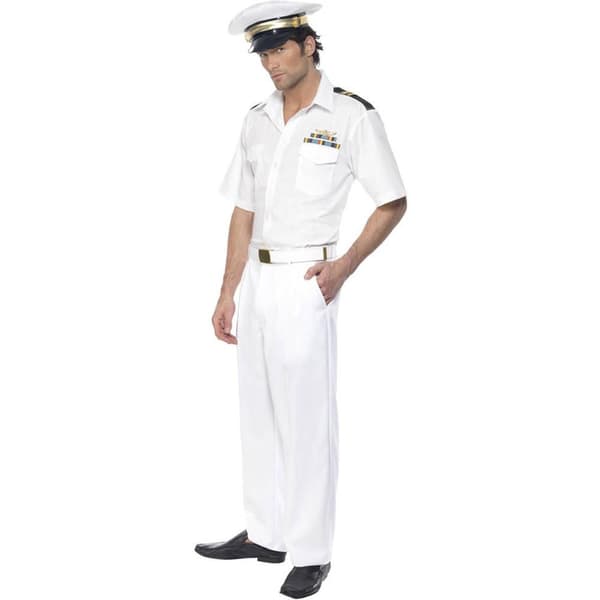 Top Gun Herr Kapten Kostym Set L R Vit White L R