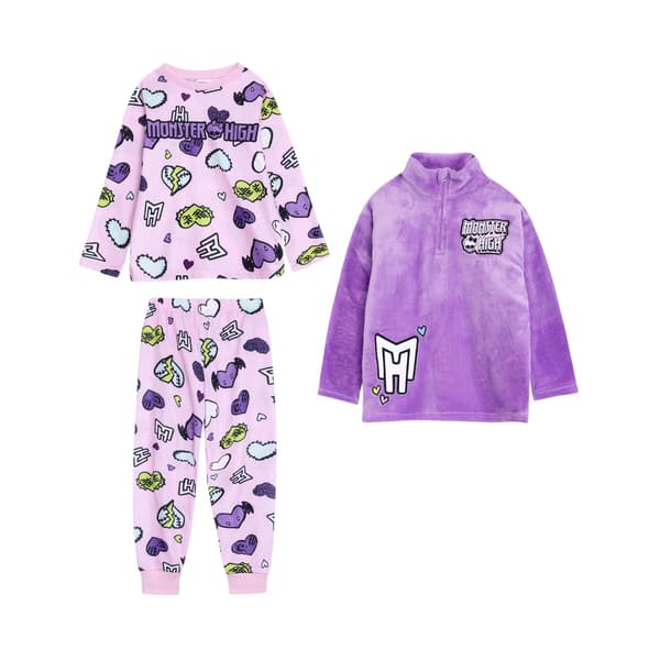 Monster High Flickvänners Långärmade Långa Pyjamas Set (3-pack) 7-8 Multicoloured 7-8 Years