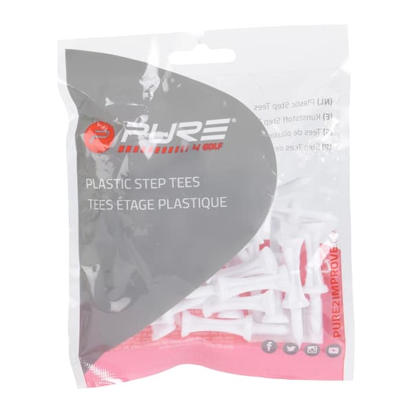 Pure2improve Step Plast Golf-Tees (25-pack) 51mm Vit White 51mm