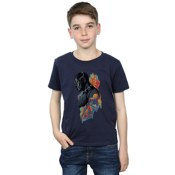 Marvel Boys Black Panther Profil T-shirt 9-11 år Marinblå Navy Blue 9-11 Years