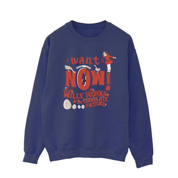 Willy Wonka Herr Verruca Salt Jag Vill Ha Den Nu Sweatshirt M Marinblå B Navy Blue M