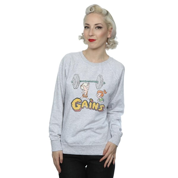 The Flintstones Dam/Damer Bam Bam Gains Distressed Sweatshirt Heather Grey L