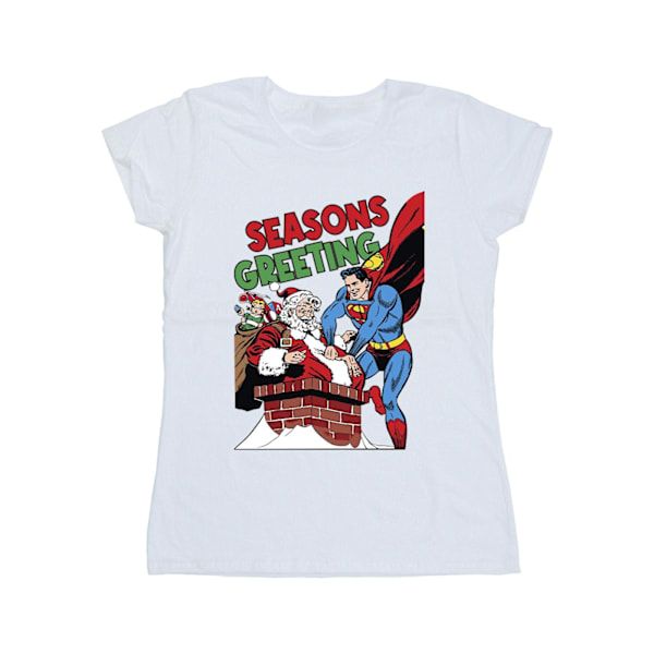 DC Comics Dam/Kvinnor Superman Santa Comic Bomull T-shirt XL White XL