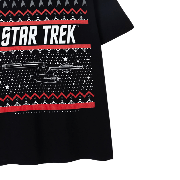 Star Trek Män Fair Isle Christmas T-Shirt S Svart Black S