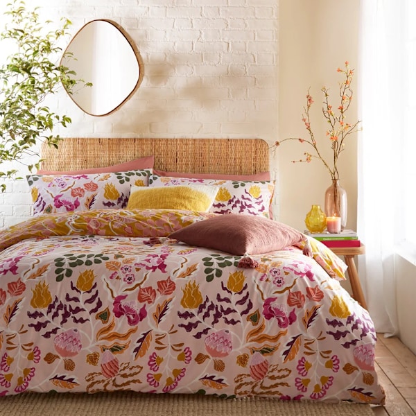 Furn Protea Vändbar Blommig Täcke Set Superking Rosa Pink Superking