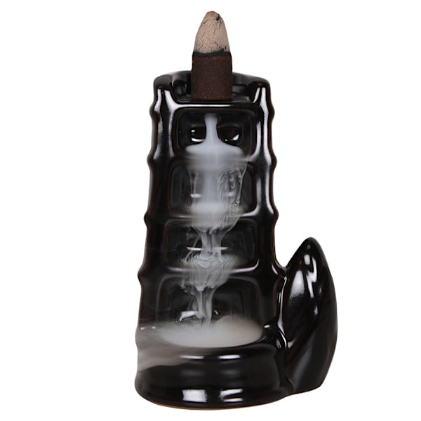 Något annorlunda delad bambu backflow rökelsebrännare en storlek Black One Size