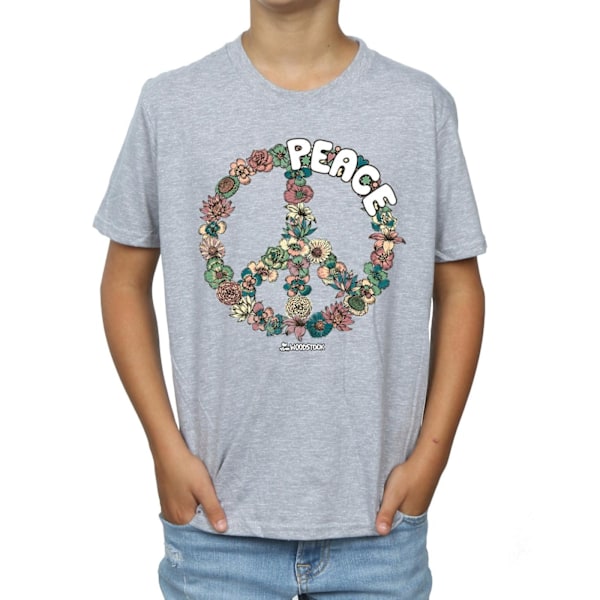 Woodstock Boys Floral Peace T-Shirt 12-13 år Sports Grey Sports Grey 12-13 Years