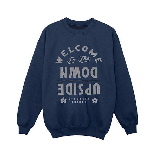 Netflix Boys Stranger Things Welcome To Upside Down Sweatshirt Navy Blue 9-11 Years