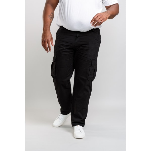 D555 Herr Robert Peached And Washed Cotton Cargo Byxor 44S B Black 44S