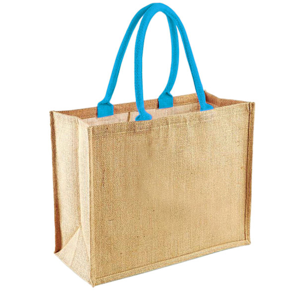 Westford Mill Classic Jute Shopper Bag (21 liter) (2-pack) Natural/Surf Blue One Size