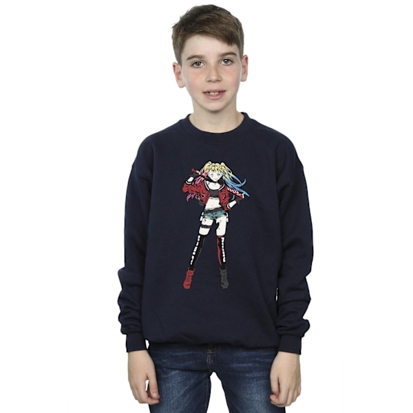 DC Comics Boys Harley Quinn Stående Pose Sweatshirt 3-4 År Navy Blue 3-4 Years