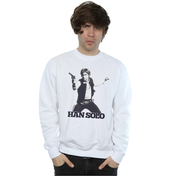 Star Wars Herr Han Solo Retro Foto Sweatshirt L Vit White L