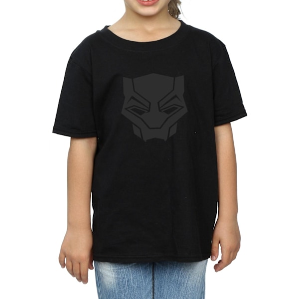 Marvel Girls Black Panther Black On Black Bomull T-shirt 7-8 År Black 7-8 Years