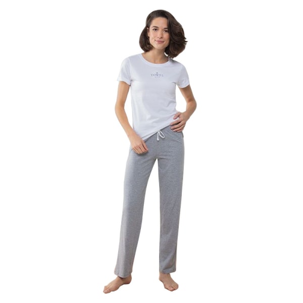 Handduk City Dam/Dam Pyjamas T-shirt och underdel Set XS Whit White/Heather Grey XS