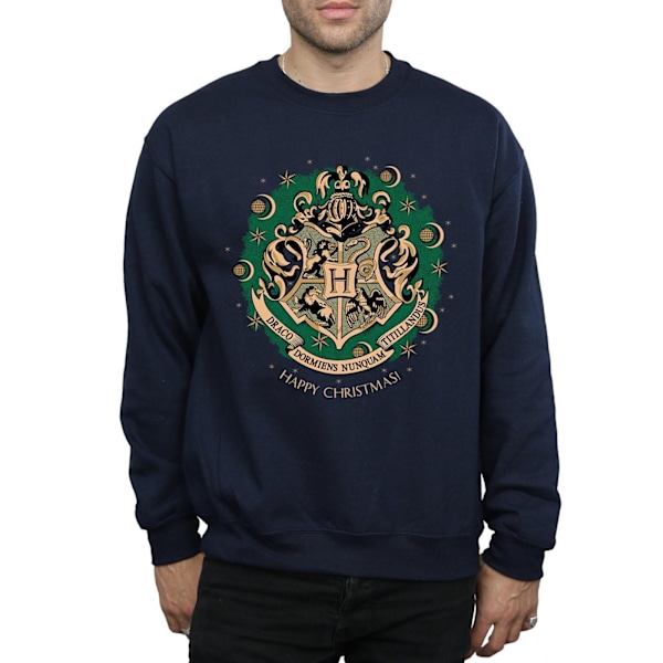 Harry Potter Julkrans Sweatshirt för Herr 3XL Marinblå Navy Blue 3XL