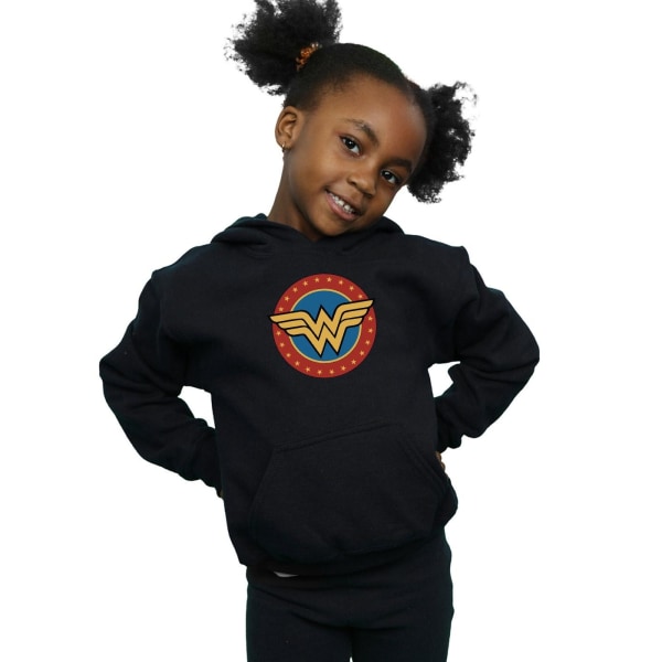 Wonder Woman Girls Logo Hoodie 7-8 år Svart Black 7-8 Years