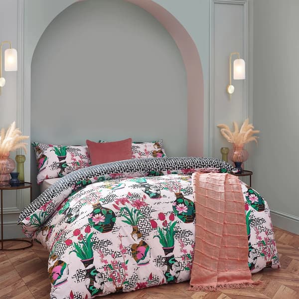 Furn Ishiko Blommigt Påslakanset King Vit White King