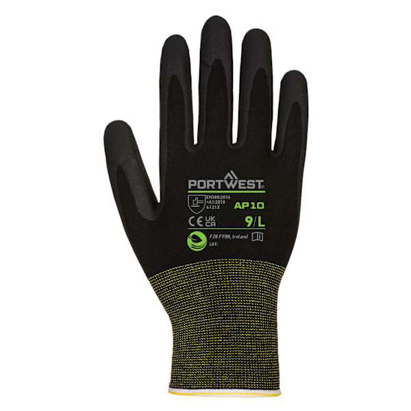 Portwest Unisex Vuxen AP10 - NPR15 Nitrilskum Säkerhetshandskar ( Black/Yellow 8