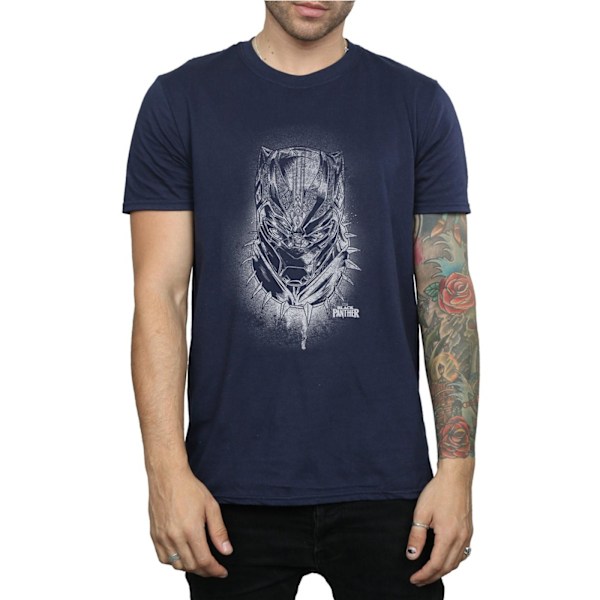 Marvel Black Panther Spray Headshot T-shirt M Marinblå Navy Blue M