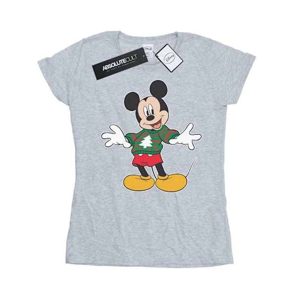 Disney Dam/Kvinnor Musse Pigg Jultröja Stroke Cotto Sports Grey XL