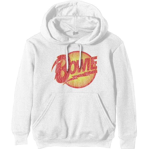 David Bowie Unisex Vuxen Diamond Dogs Vintage Logo Hoodie L Vit White L