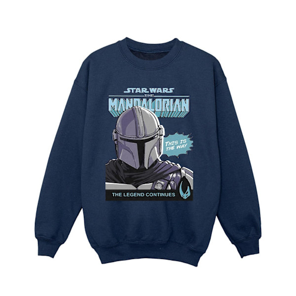 Star Wars The Mandalorian Flickor Mando Comic Cover Sweatshirt 7- Navy Blue 7-8 Years