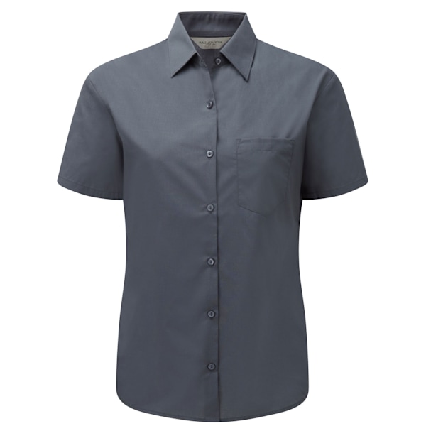 Russell Collection Dam/Damer Poplin Lätt-Skötsel Kortärmad Convoy Grey 4XL