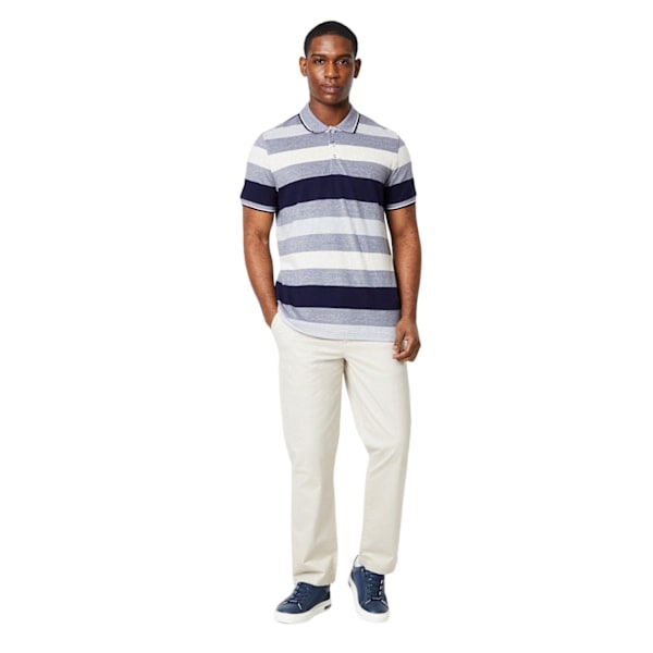 Maine Mens Barbados Stripe Polo Shirt L Ecru Ecru L