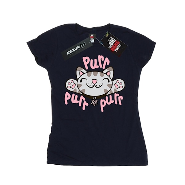 Big Bang Theory Dam/Kvinnor Mjuk Kitty Purr Bomull T-Shirt XX Navy Blue XXL