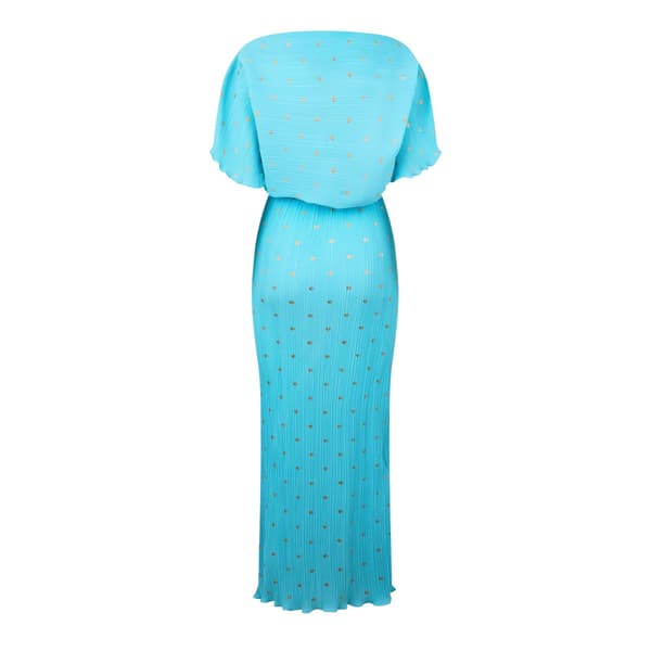 Never Fully Dressed Dam/Dam Tilly Polka Dot Plisse Maxiklänning Blue 8 UK