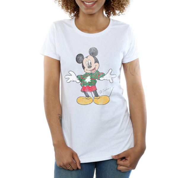 Disney Dam/Kvinnor Musse Pigg Jultröja Bomull T-shirt White S