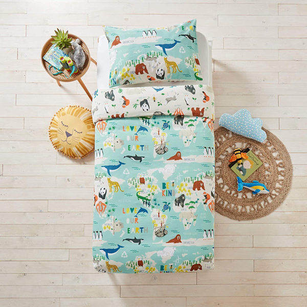 Little Furn Barn/Barnens Älskar Vår Jord Påslakan Set Småbarn Blå Blue Toddler