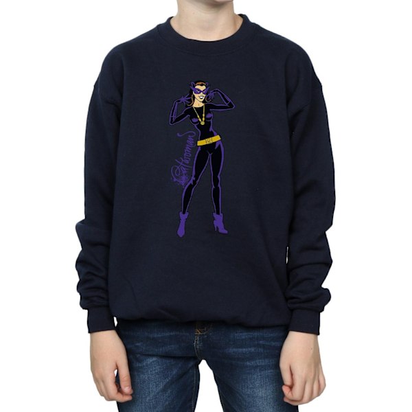 DC Comics Boys Catwoman Happy Pose Sweatshirt 9-11 år Marinblå B Navy Blue 9-11 Years