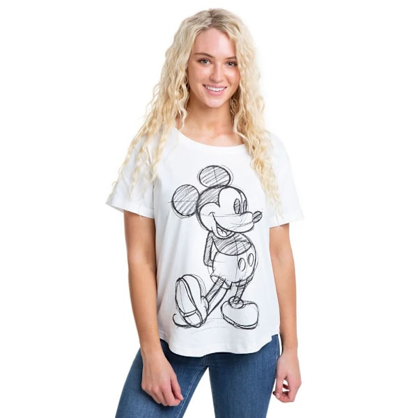 Disney Dam/Kvinnor Mickey Mouse Sketch T-Shirt L Vit/Svart White/Black L