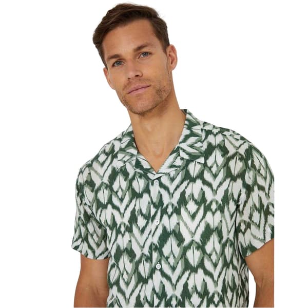 Threadbare Herr Geometrisk Kortärmad Skjorta L Tallgrön Pine Green L