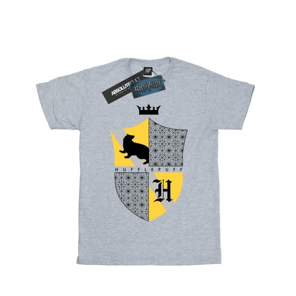 Harry Potter T-shirt för flickor med Hufflepuff-sköld, bomull, 5-6 år, S Sports Grey 5-6 Years